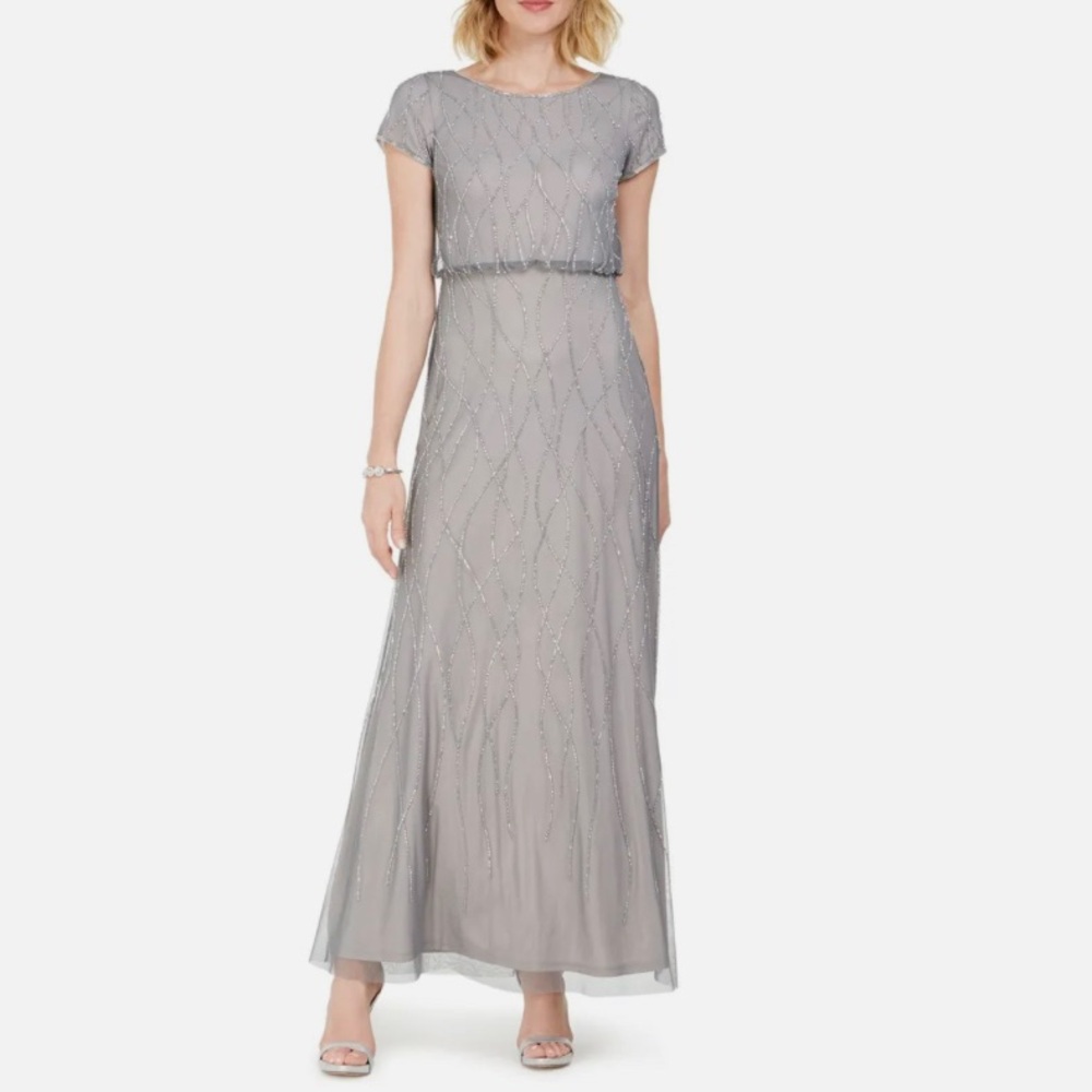 Stunning style and color Adrianna Papell long beaded gown. Excellent condition.